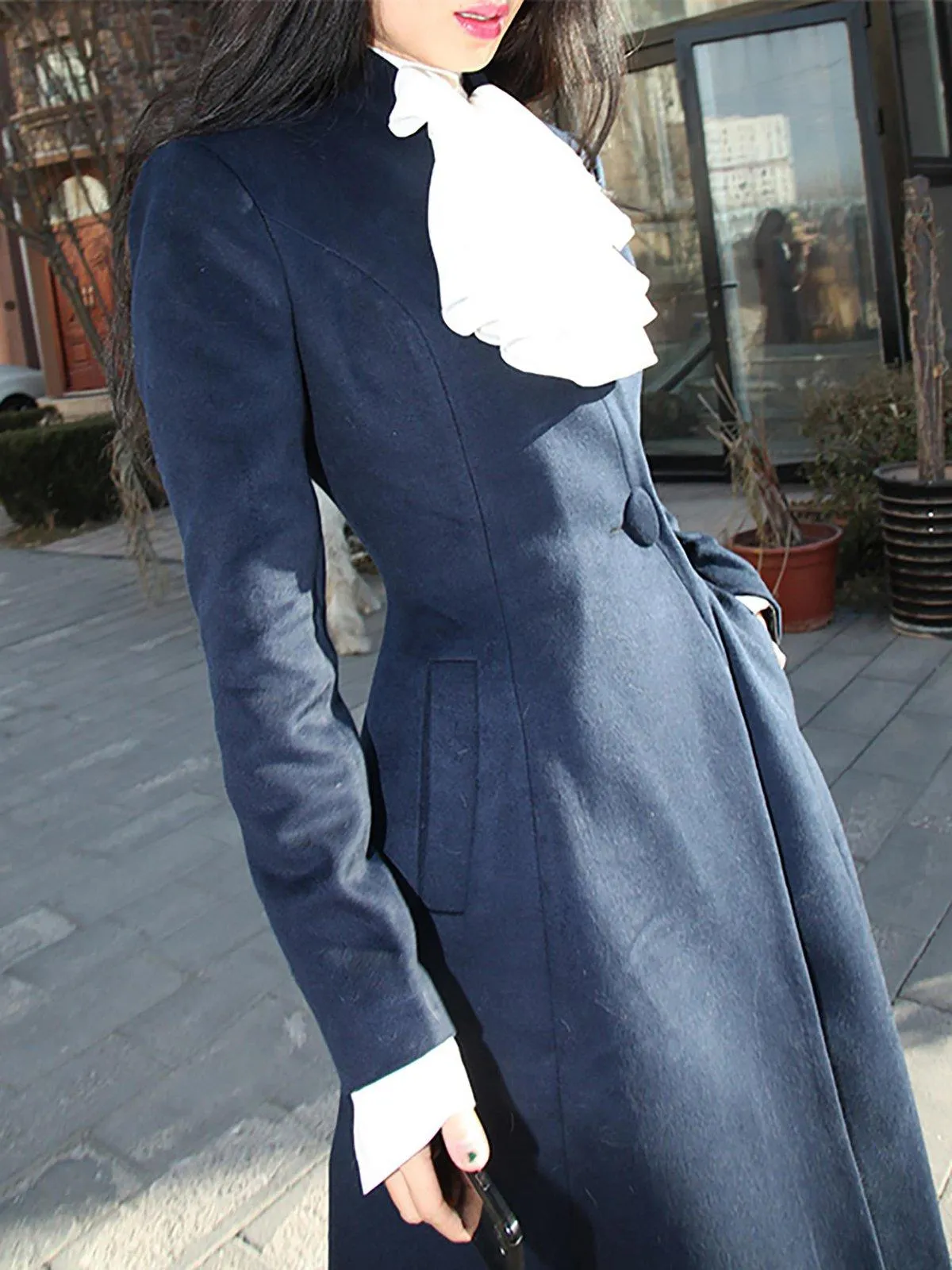 Jean Full Length Wool Blend Flared Coat