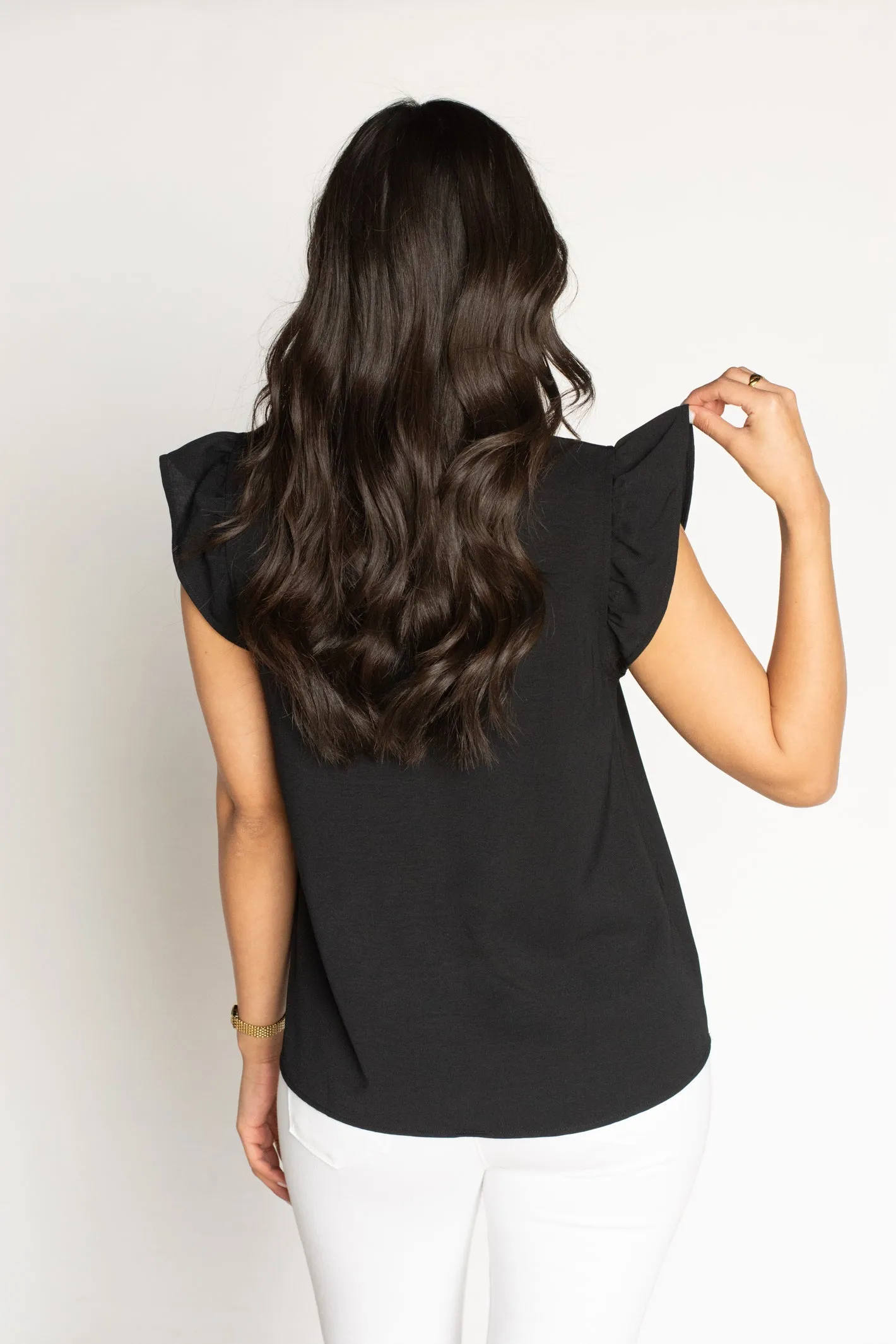 Keep It Sleek Black Scallop Top