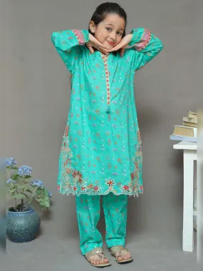 Kids Mint Embroidered Lawn 2-Piece Suit