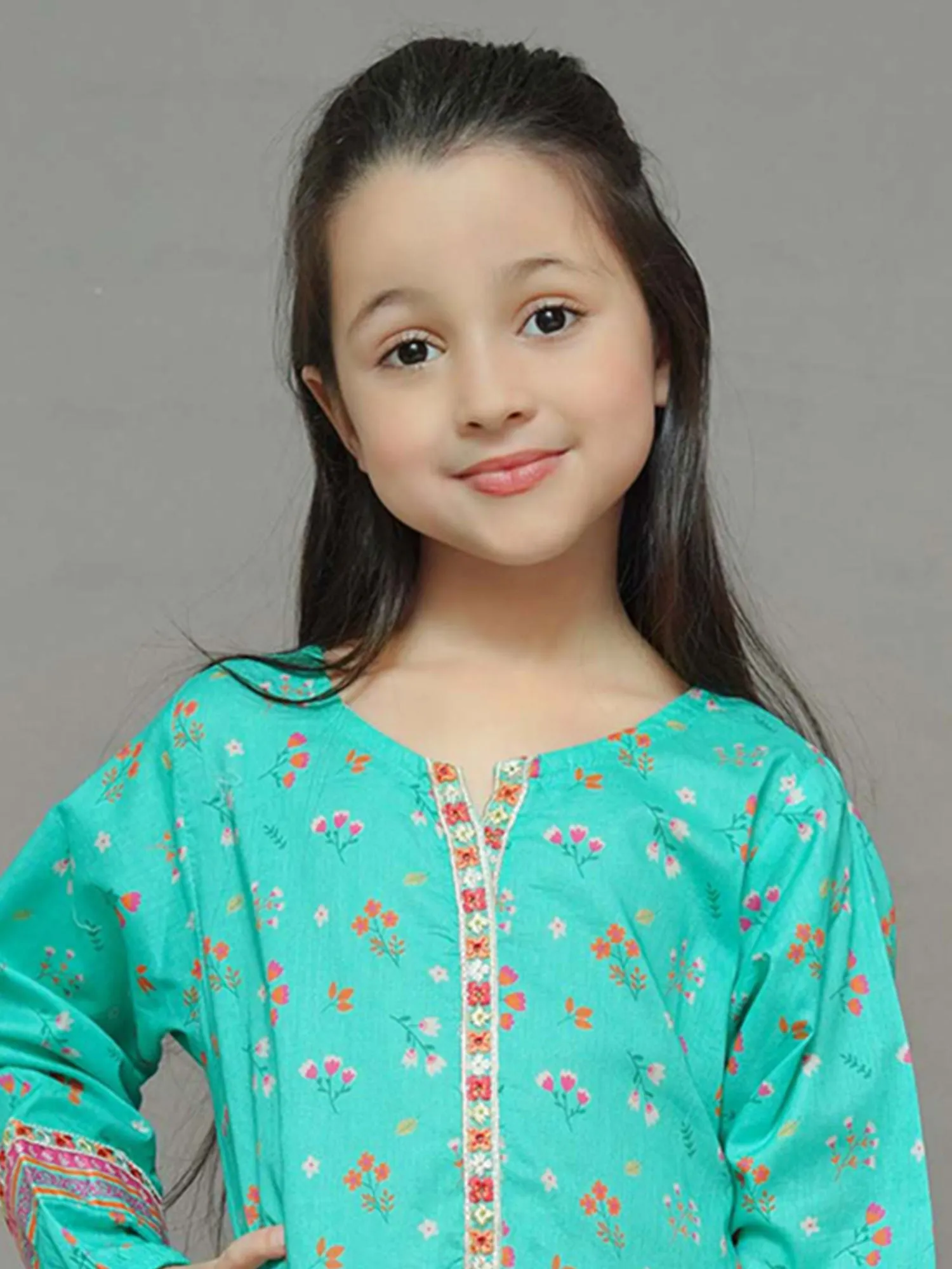 Kids Mint Embroidered Lawn 2-Piece Suit