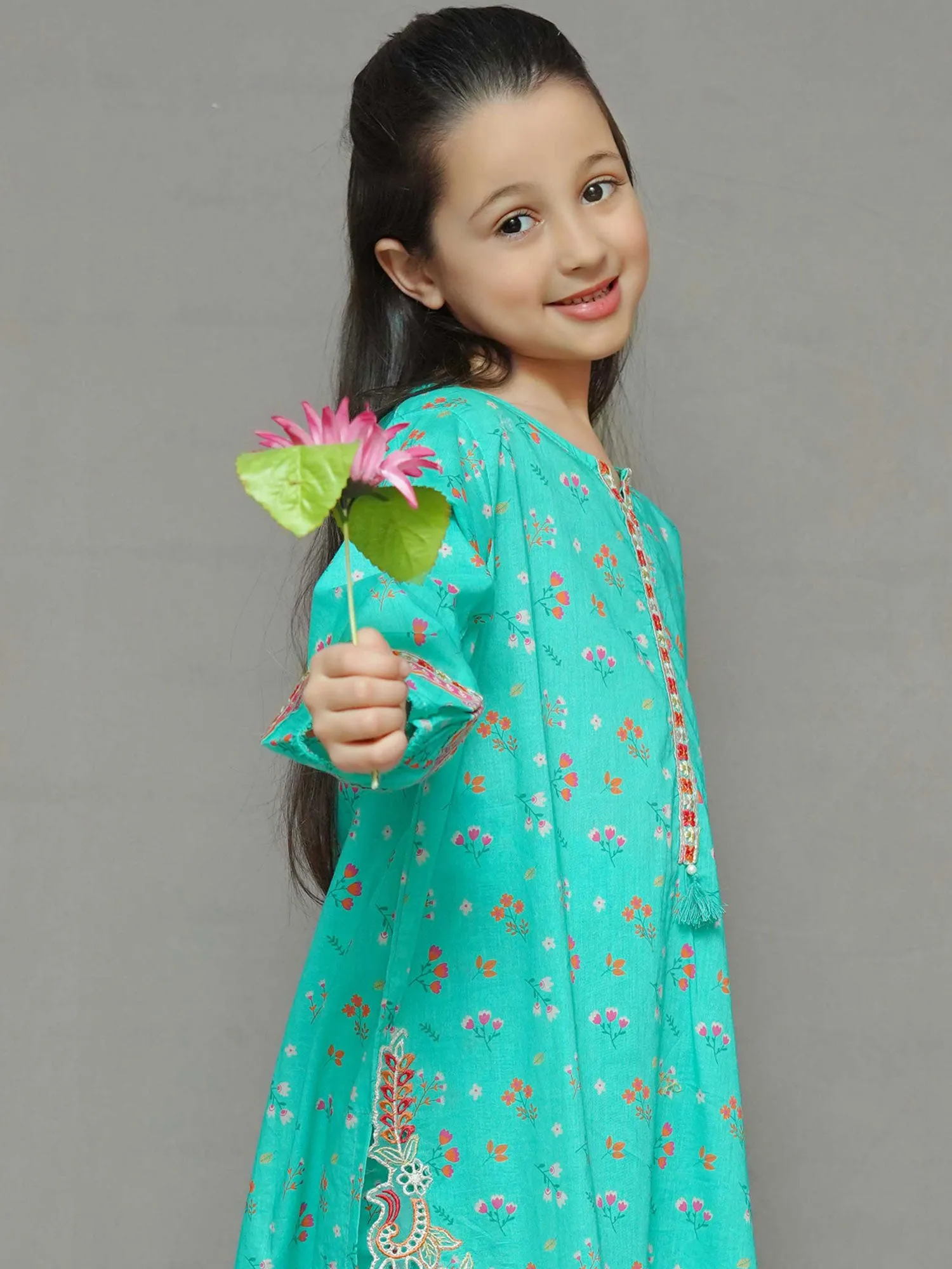 Kids Mint Embroidered Lawn 2-Piece Suit