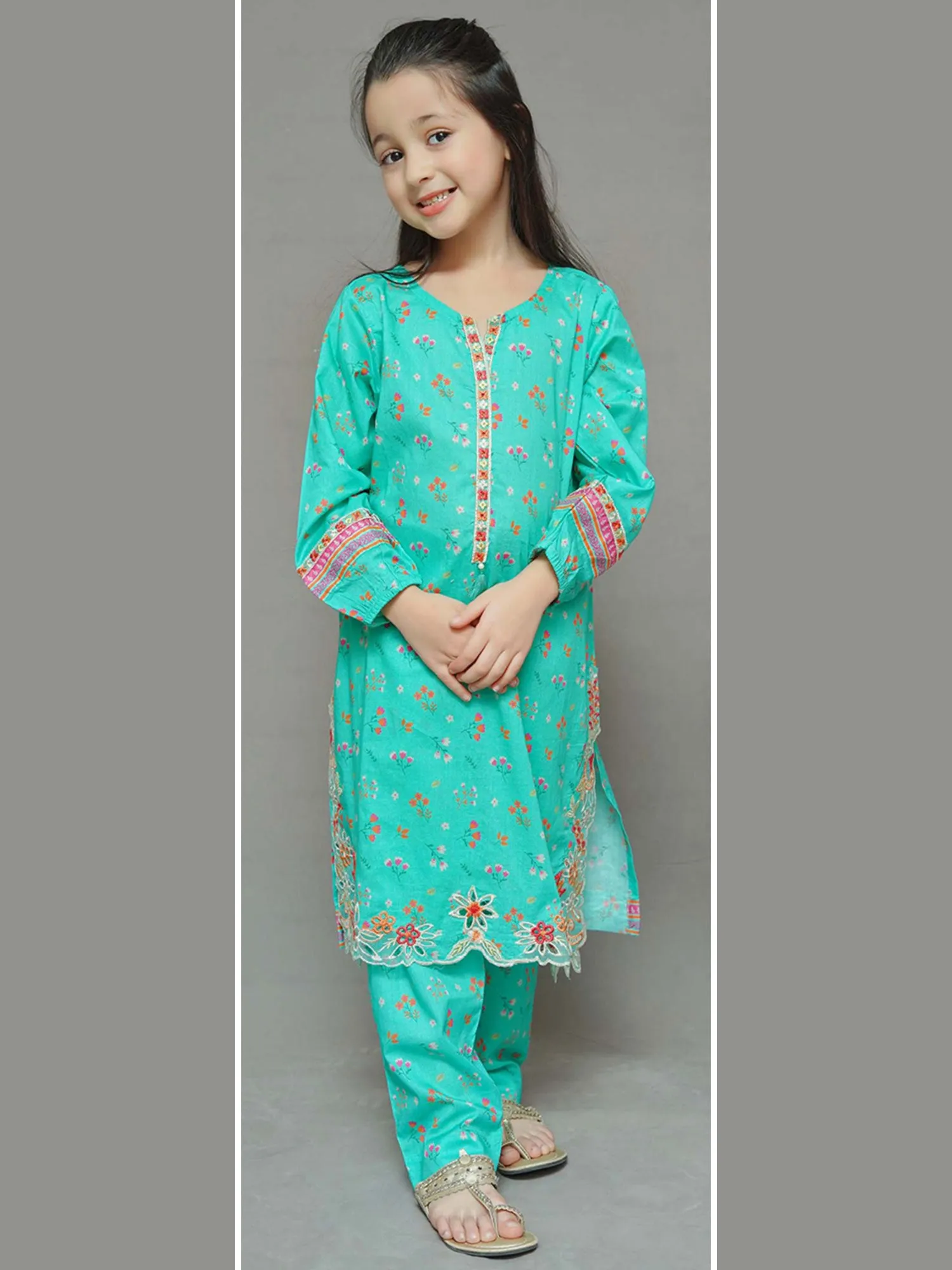 Kids Mint Embroidered Lawn 2-Piece Suit