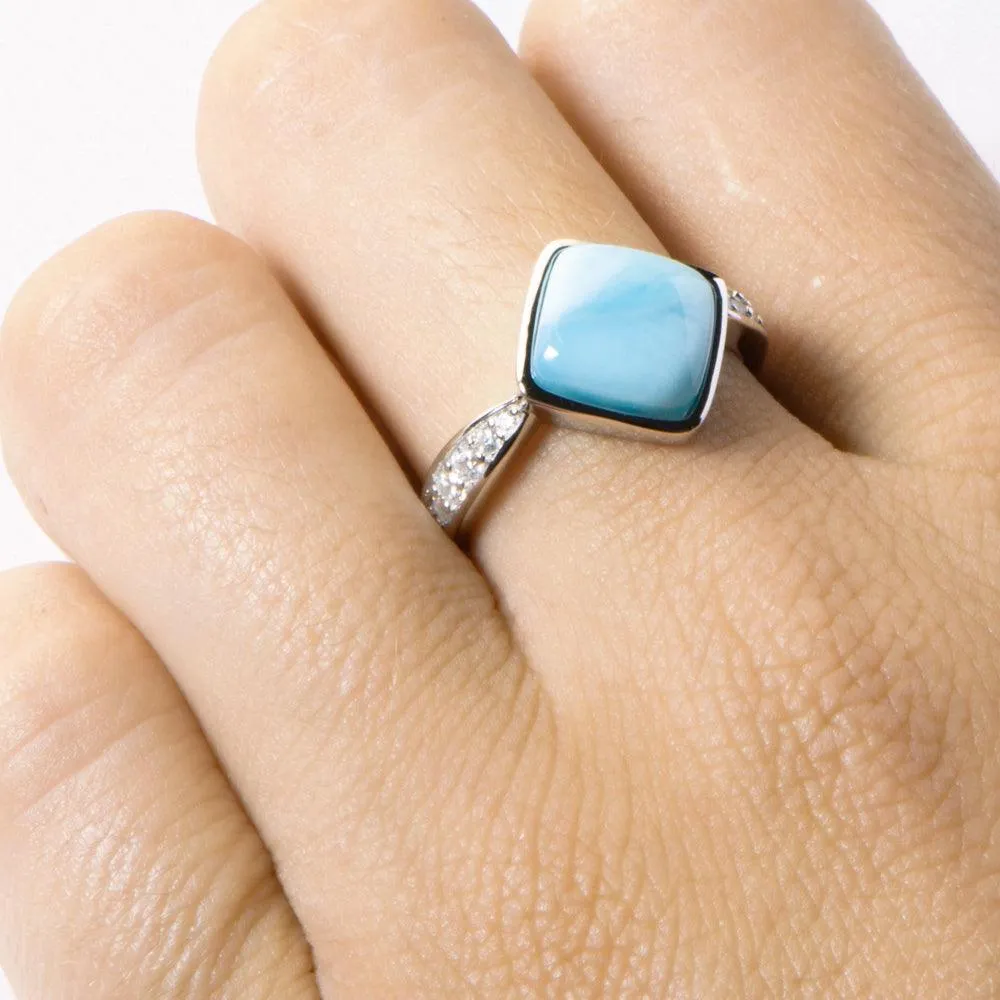 Larimar Cushion Cut Ring