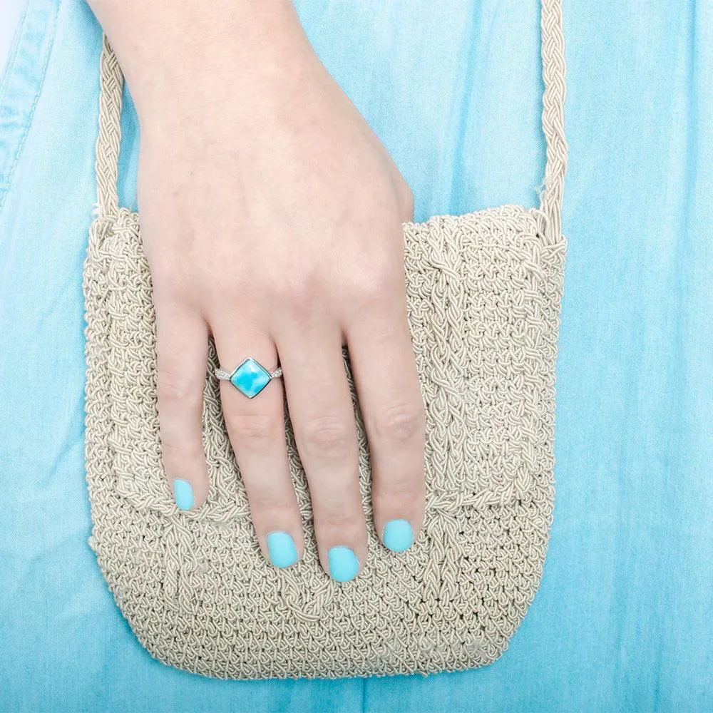 Larimar Cushion Cut Ring