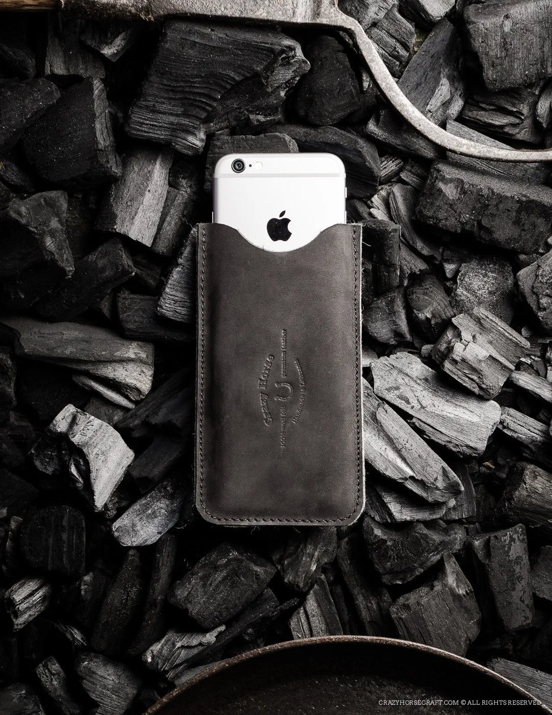 Leather iPhone Case with Card Pocket | Black