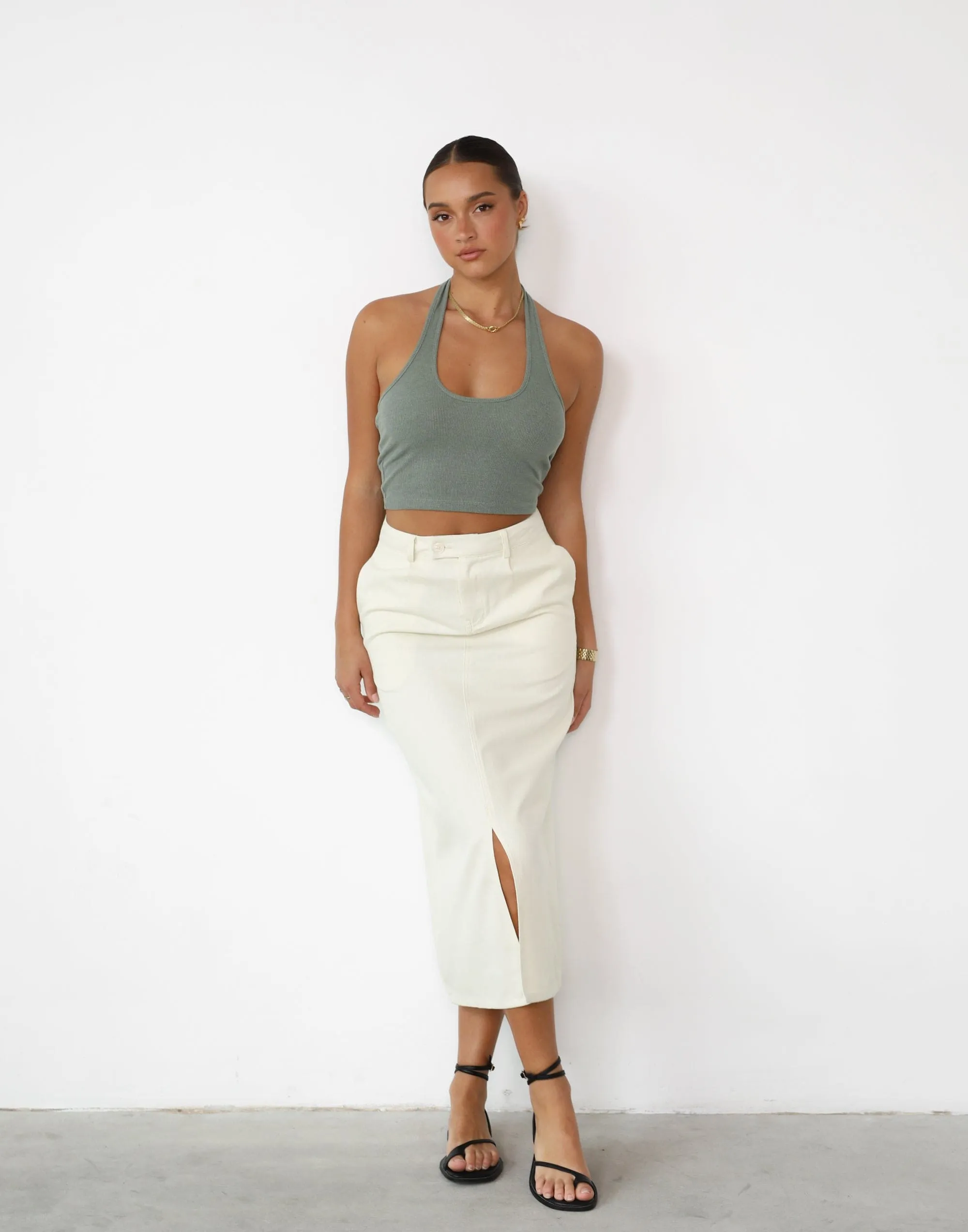 Leiya Midi Skirt (Beige)