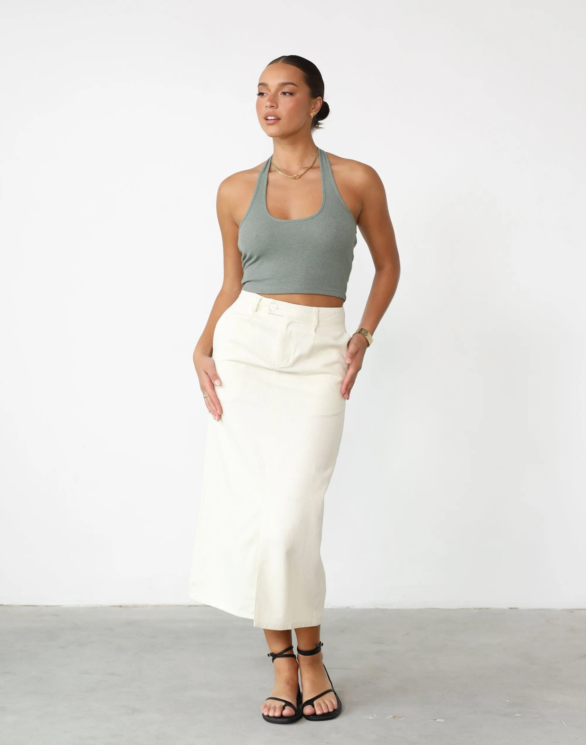 Leiya Midi Skirt (Beige)