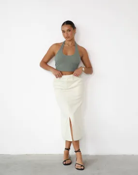 Leiya Midi Skirt (Beige)