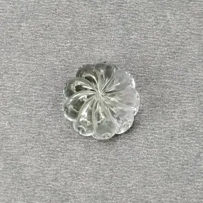 LEMON Green AQUAMARINE Gemstone Carving : 17.88cts Natural Untreated Aqua Both Side Hand Carved Round FLOWER 16mm