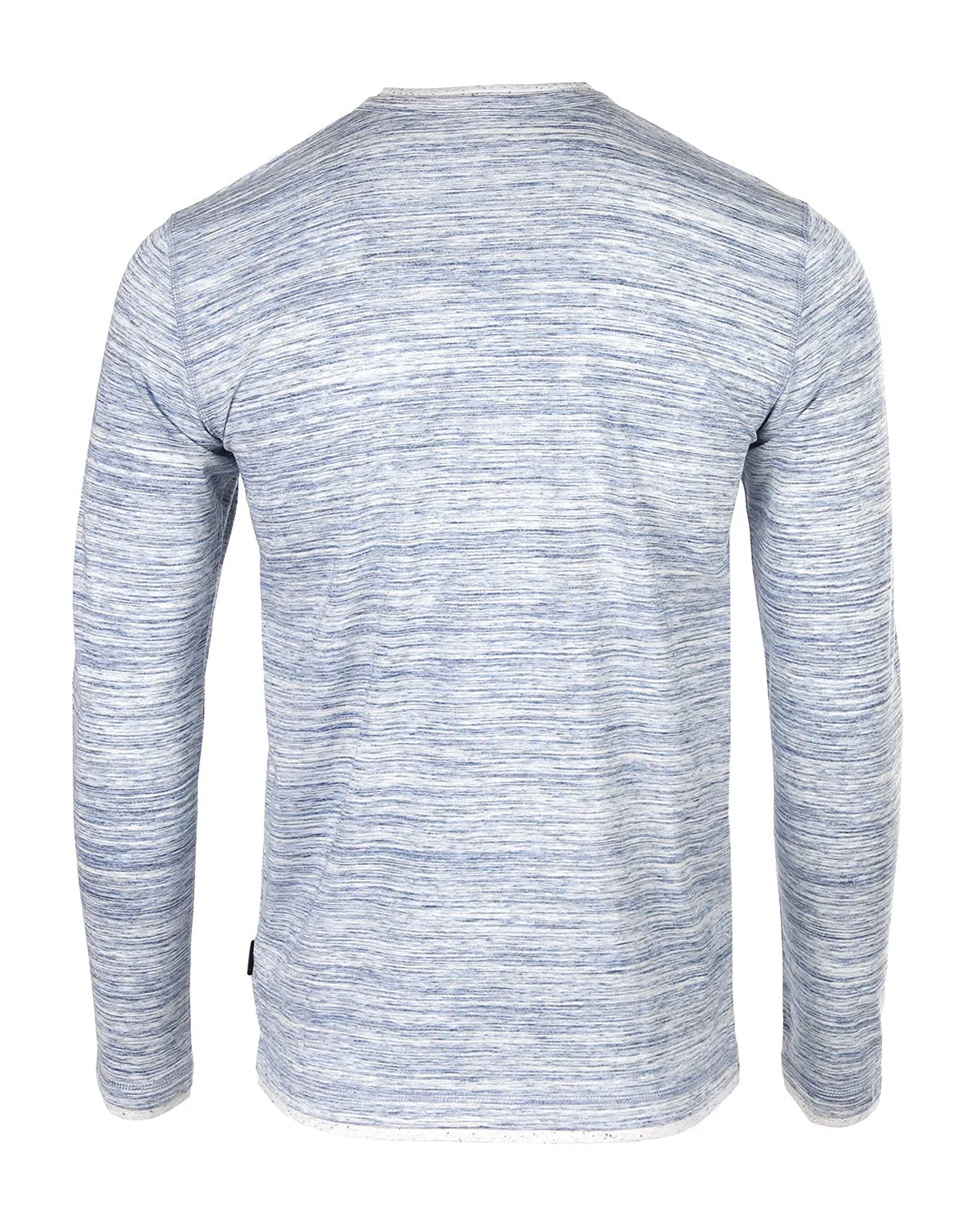 Light Blue Long Sleeve Double Layered Y-Neck Henley