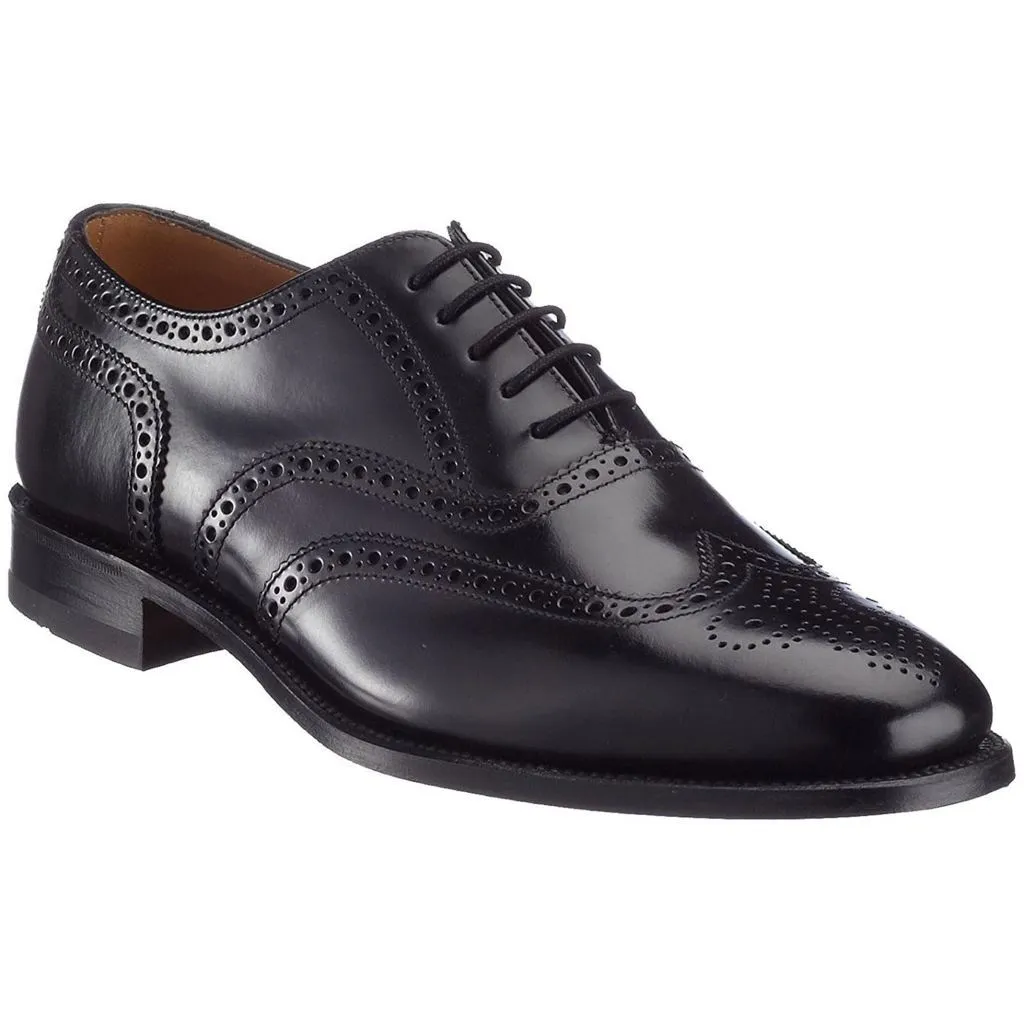 Loake 202 Black Mens Leather Lace-up Brogues Wingtip Oxford Shoes - UK 10