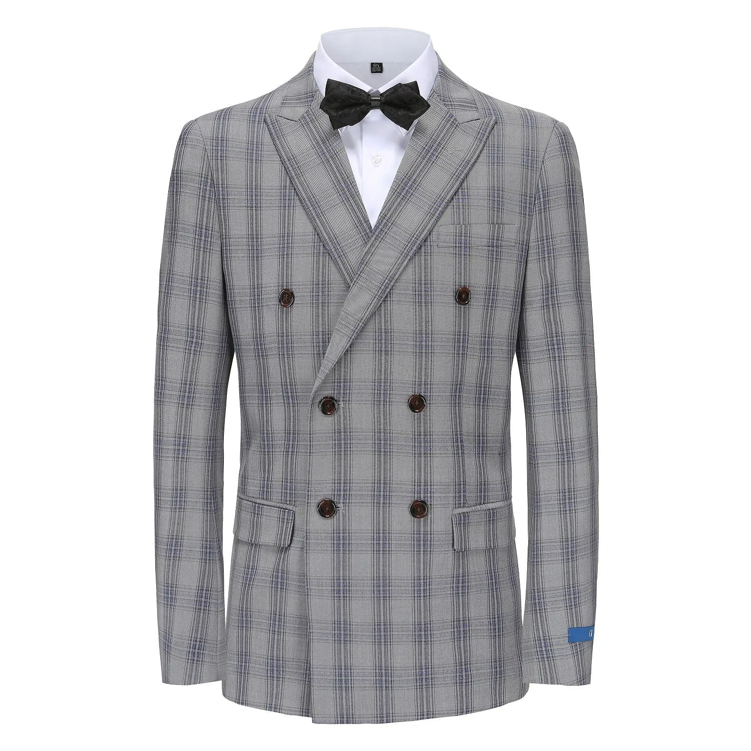 Men's 2-Piece Performance Stretch Double Breasted Blue Check Suit