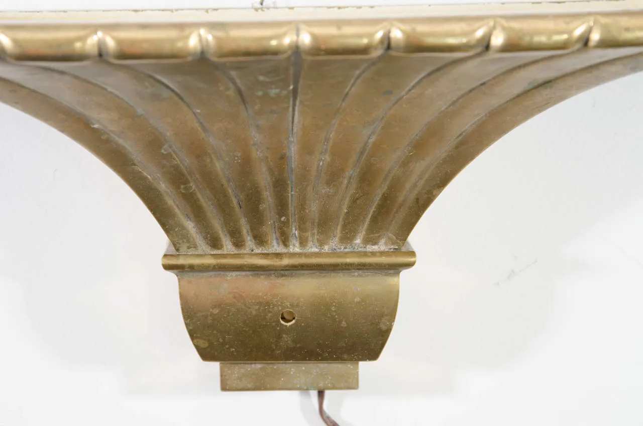 Midcentury Pair of Brass Fluted Sconces in the Manner of Chapman