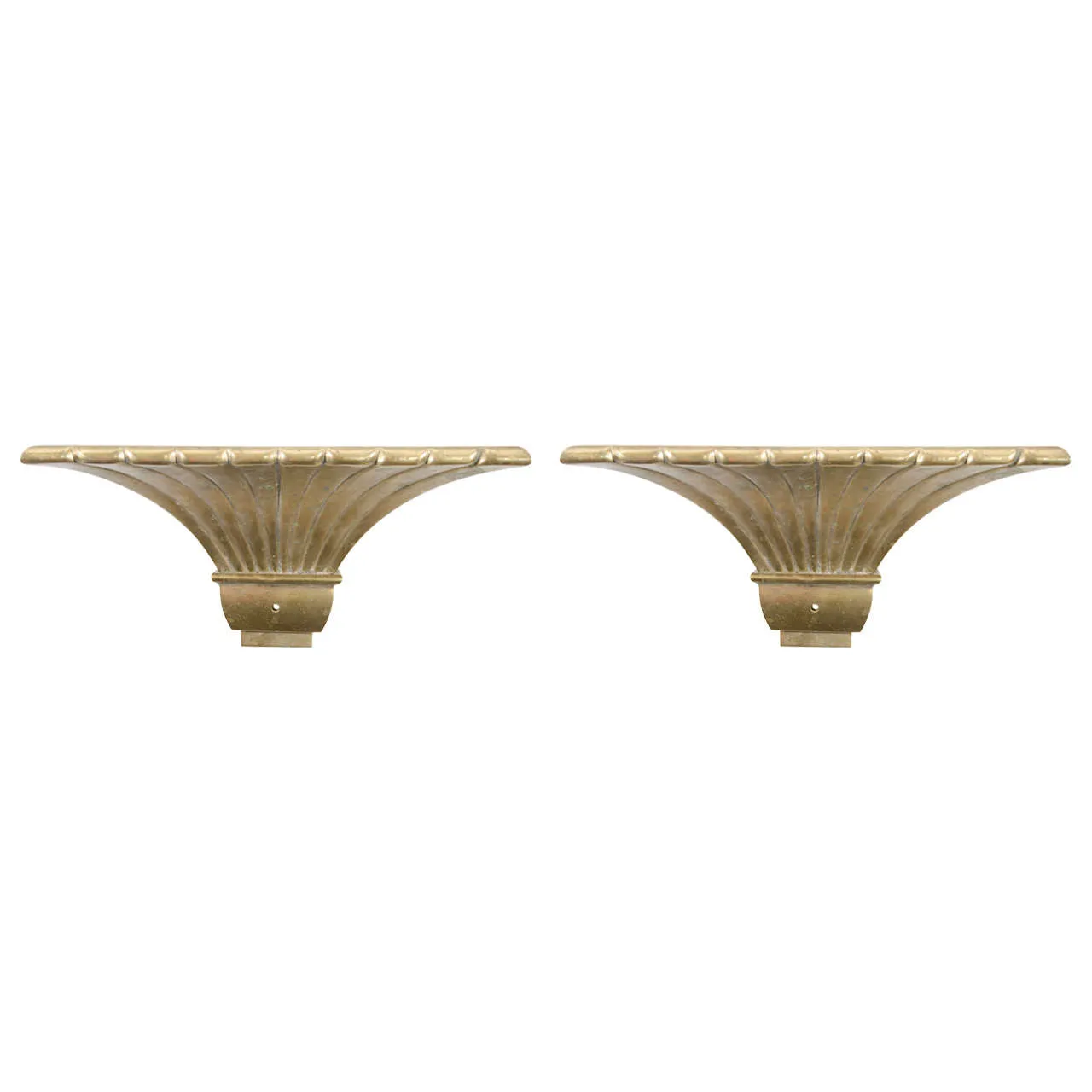 Midcentury Pair of Brass Fluted Sconces in the Manner of Chapman