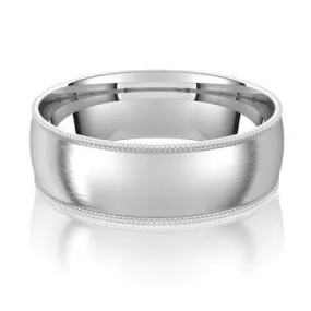 Milgrain Edge Domed Comfort-fit Men's Wedding Band