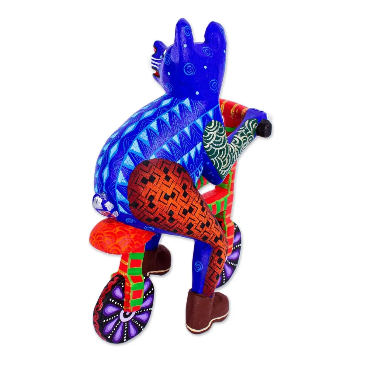 Novica Bicycle Cat Wool Alebrije Sculpture