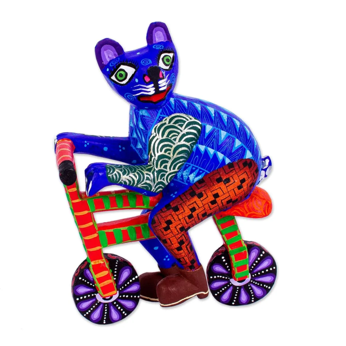 Novica Bicycle Cat Wool Alebrije Sculpture