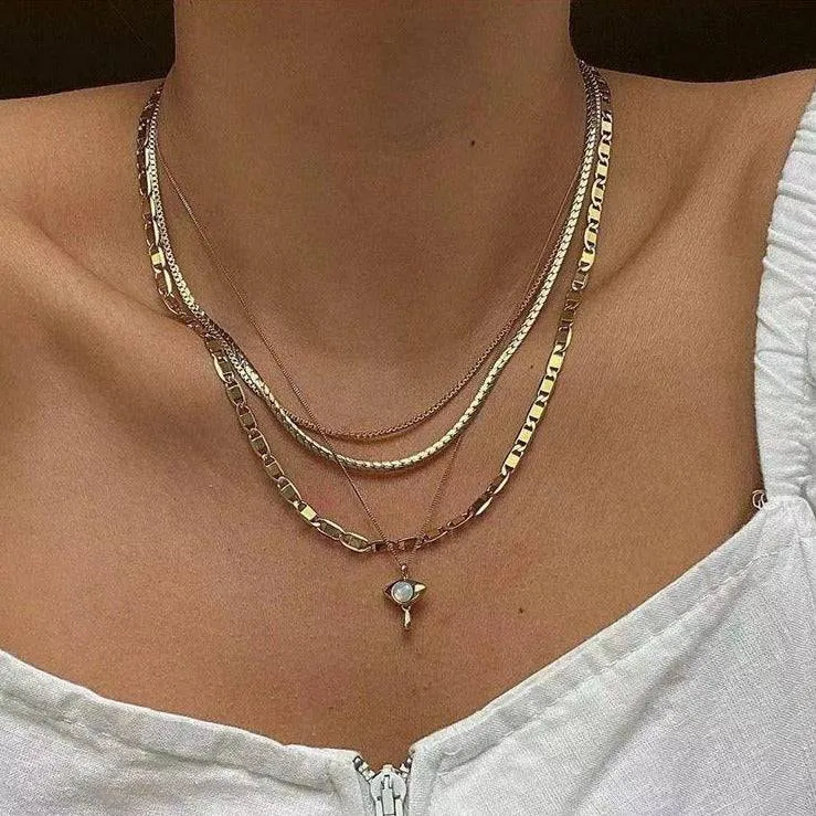 Opal Gold Chain Necklace