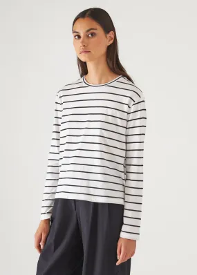 ORGANIC PIMA COTTON STRIPE BOYFRIEND LONG SLEEVE CREW