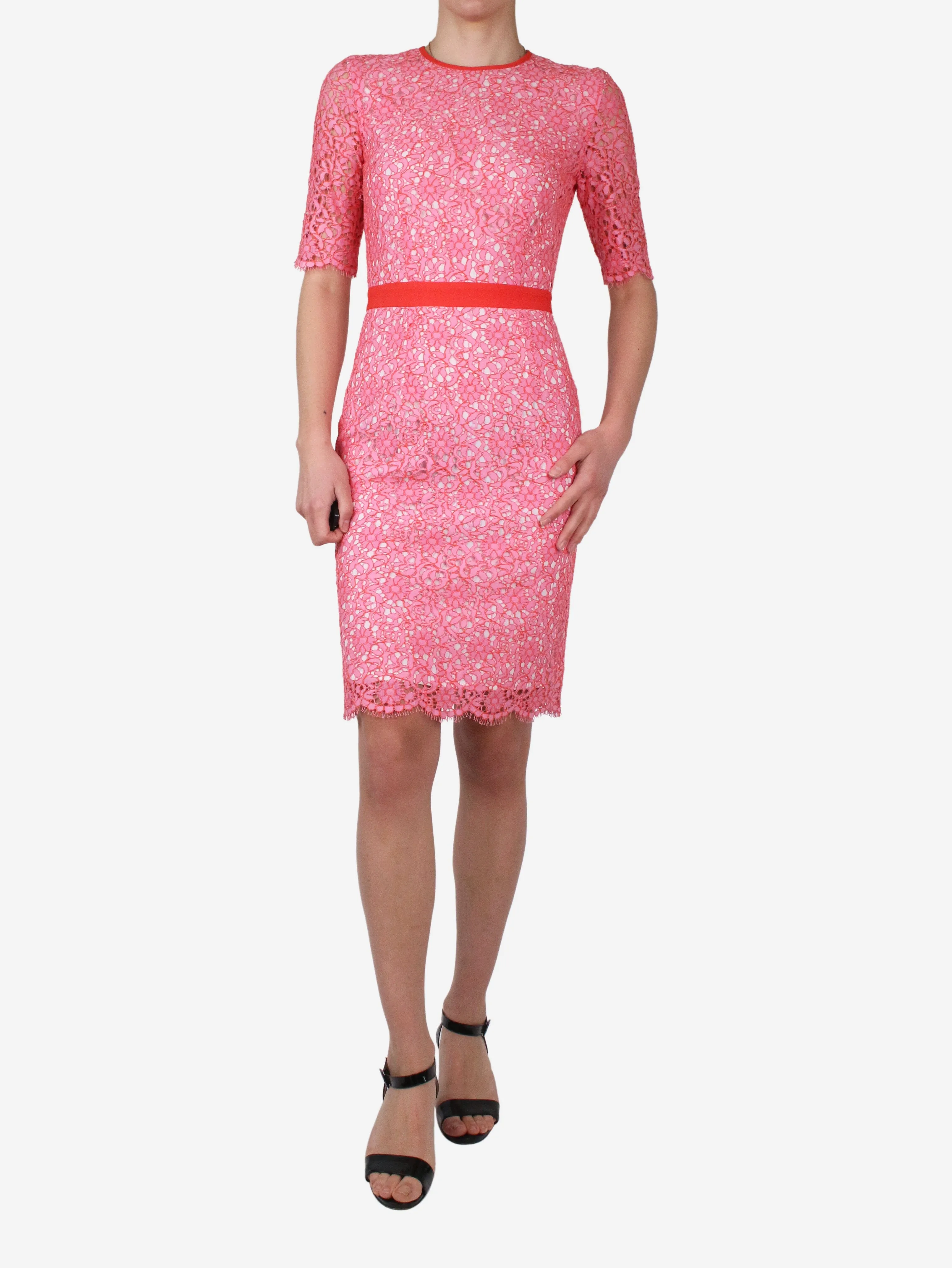 Pink embroidered dress - size IT 40