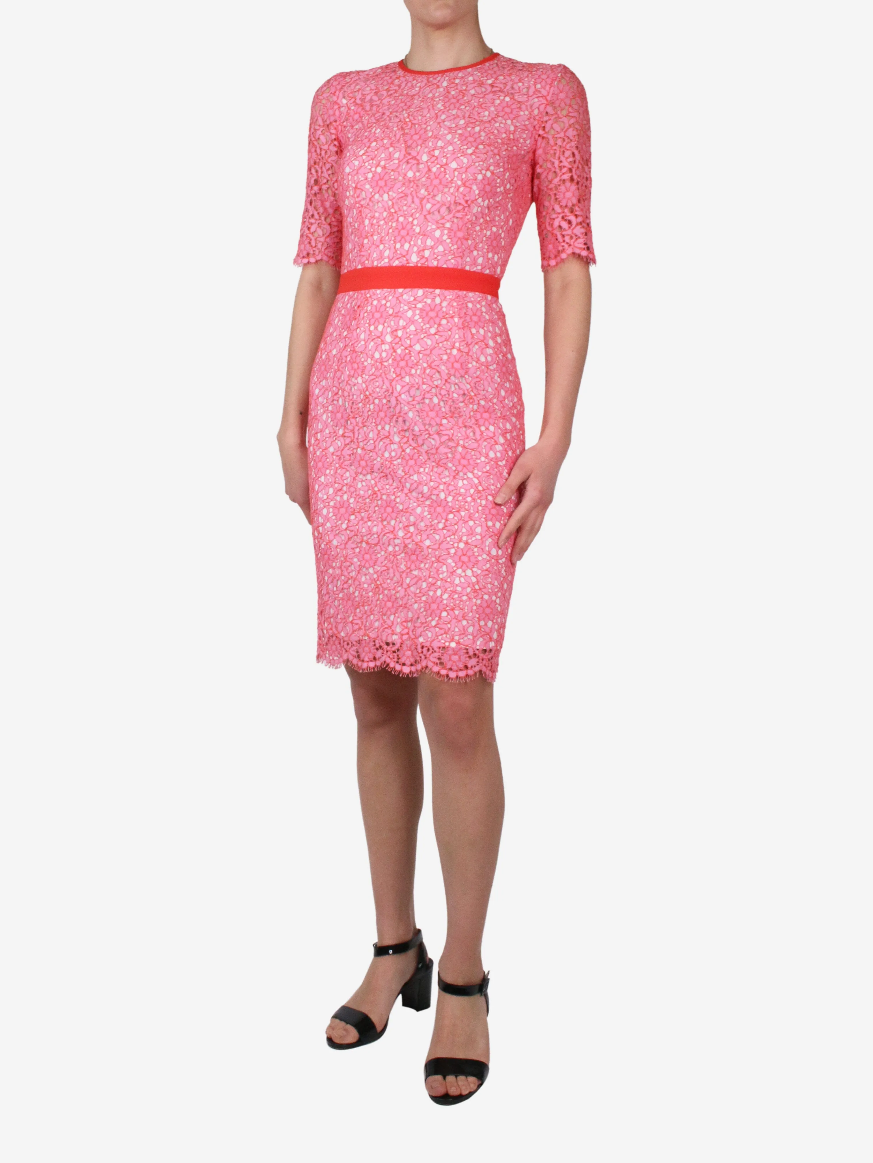 Pink embroidered dress - size IT 40