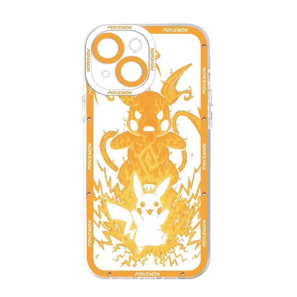 Pokemon Pikachu Phone Case for Apple iPhone 11 13 14 Pro Max 15 Pro 7 8 Plus 12 Mini X XS Max XR SE 2022 Clear Silicone Cover