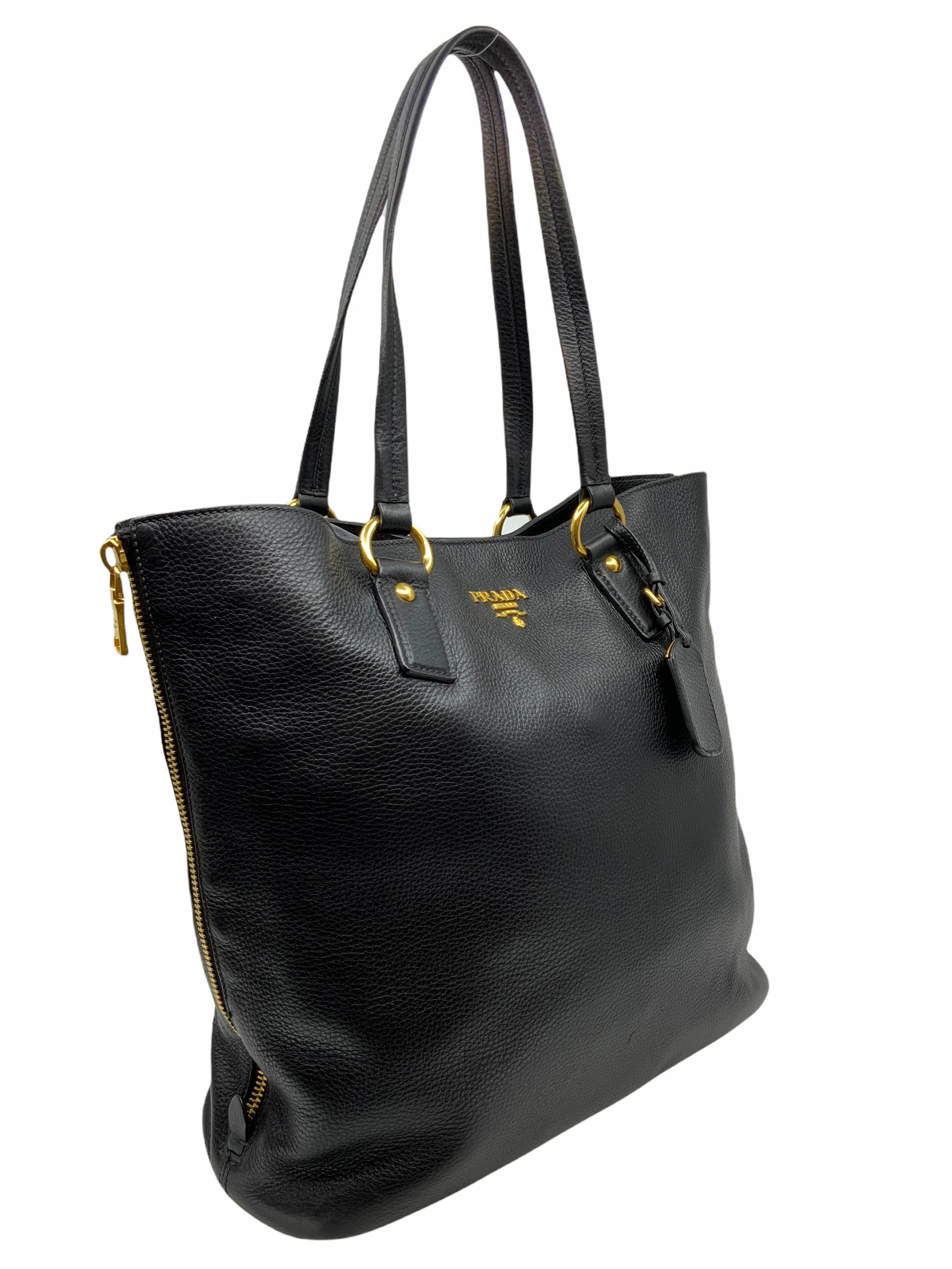 Prada Vitello Daino Leather Side Zip Tote