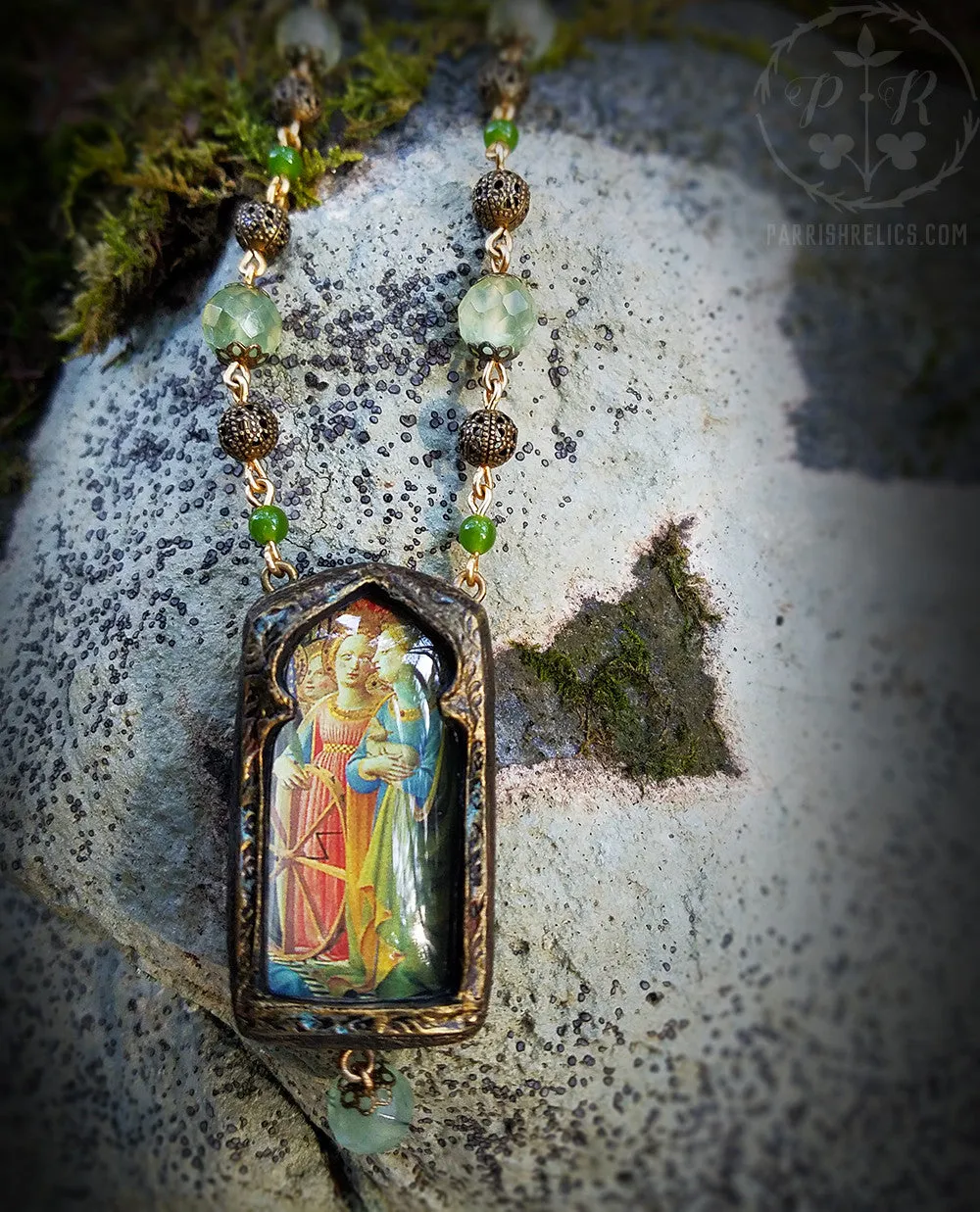 Saint Catherine & Saint Agnes ~ Pictorial Shrine Amulet