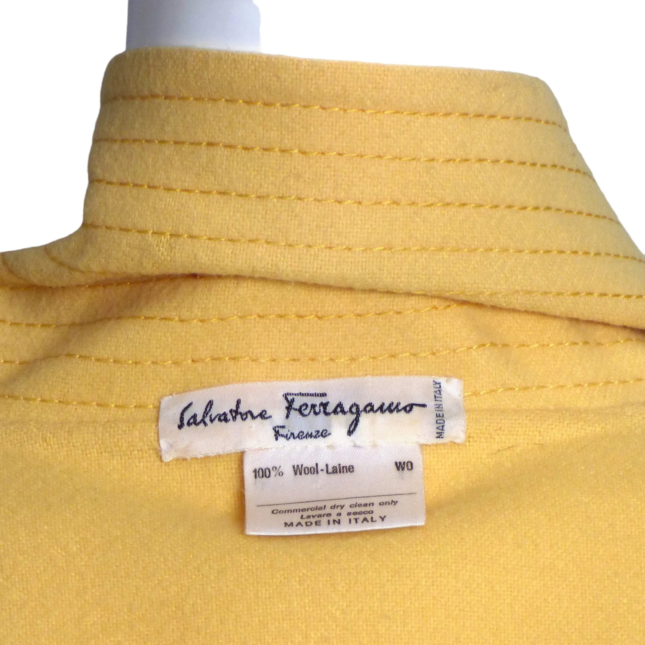 SALVATORE FERRAGAMO- AS IS 80s Yellow Wool Coat, Size 12