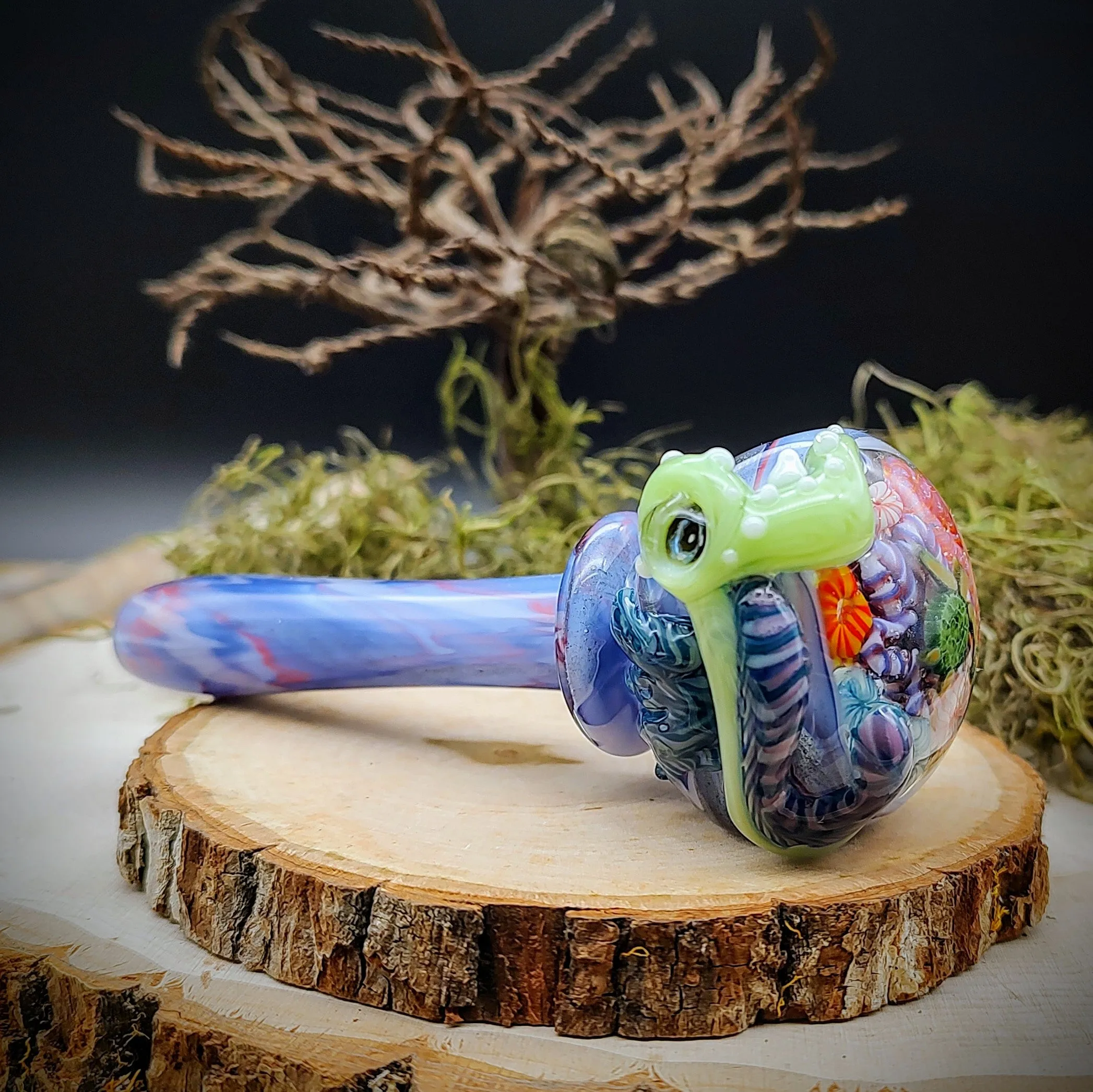 Seahorse Seascape Marbled Hand Pipe (Ready to Ship)