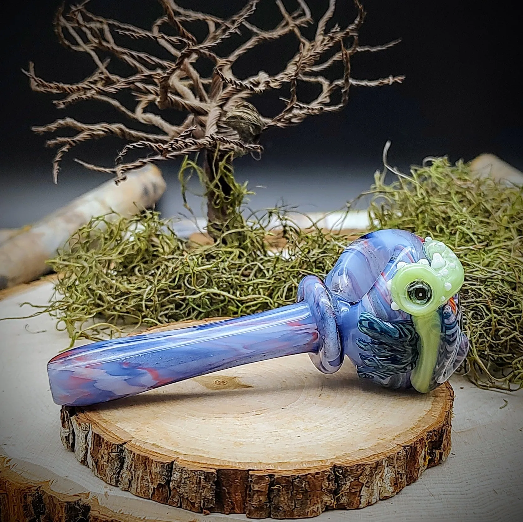 Seahorse Seascape Marbled Hand Pipe (Ready to Ship)