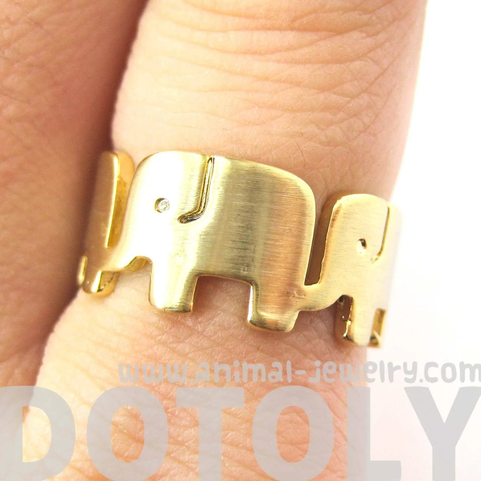 Simple Elephant Family Parade Animal Ring in Gold - US Size 6 to 8 Available