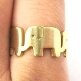 Simple Elephant Family Parade Animal Ring in Gold - US Size 6 to 8 Available