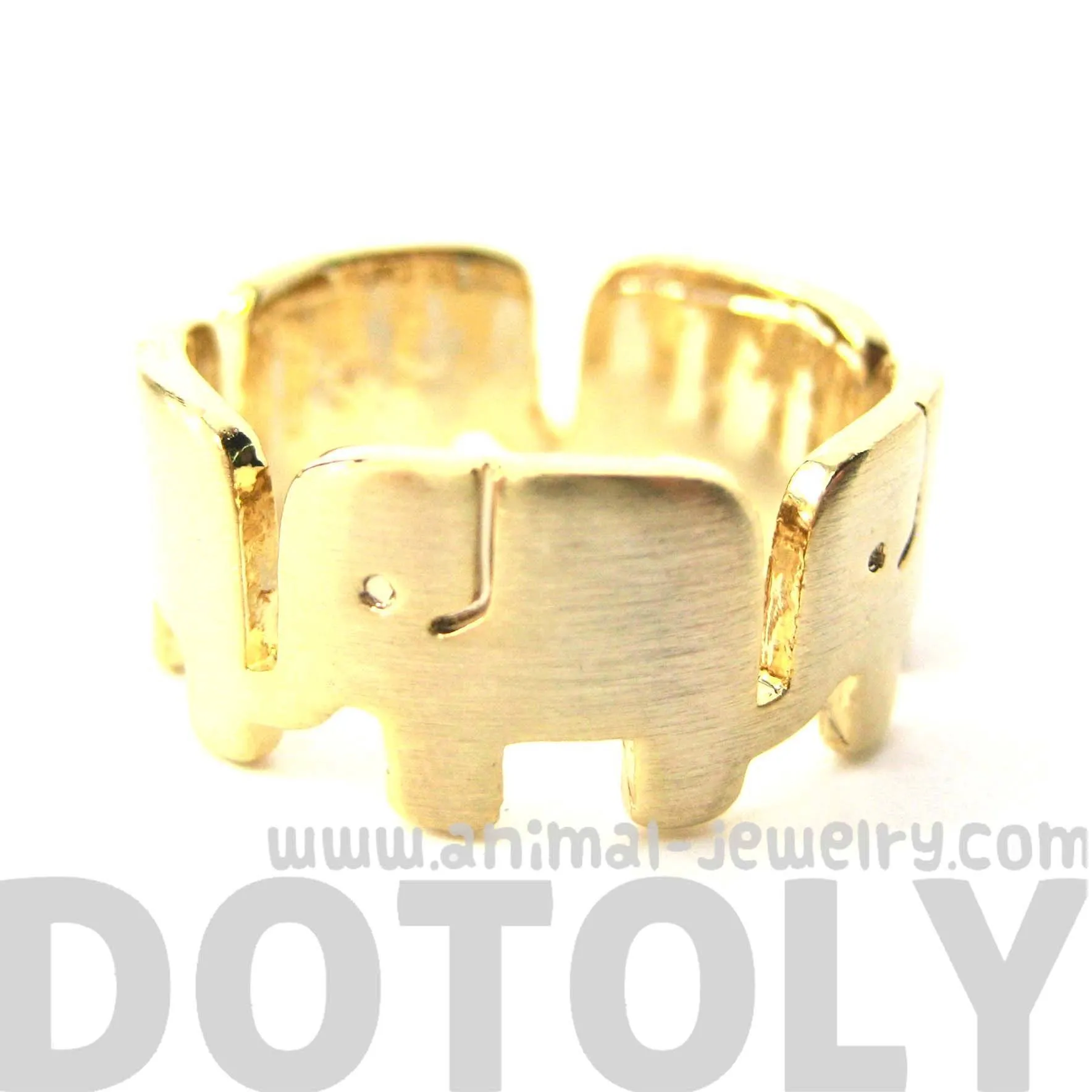 Simple Elephant Family Parade Animal Ring in Gold - US Size 6 to 8 Available