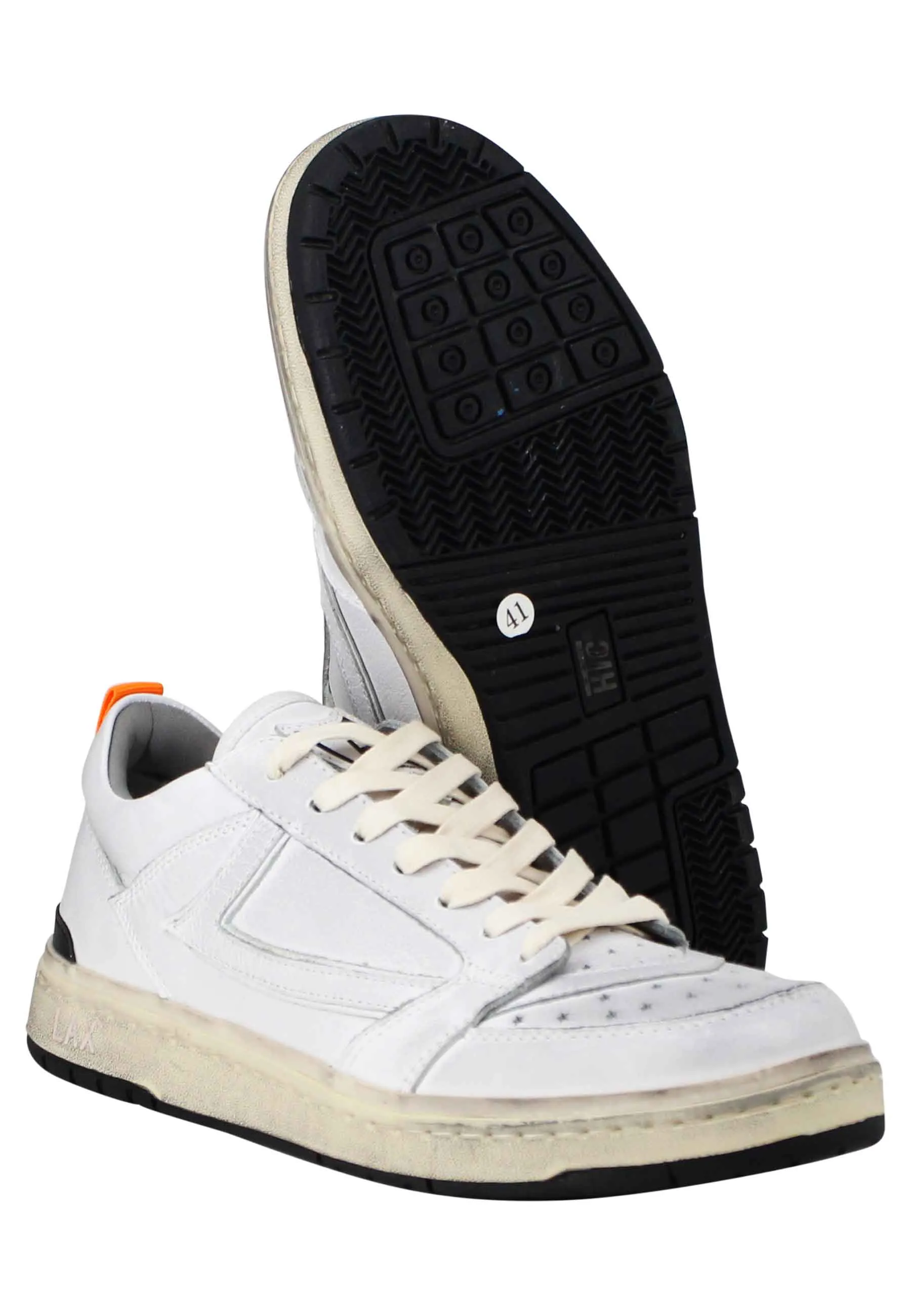 Sneakers uomo Starlight Shield in pelle bianca vintage