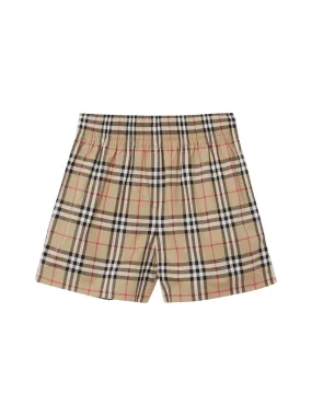 Stretch cotton shorts with Vintage check motif and side bands