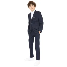 Tallia Boys Skinny Navy/Wine Plaid Suit_ CZ0066