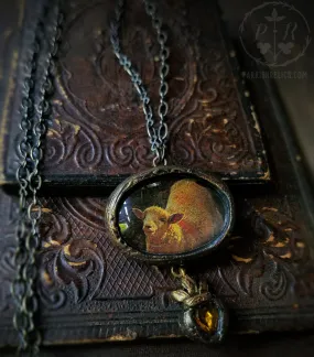 The Golden Lamb ~ Sacred Heart Pictorial Shrine Amulet