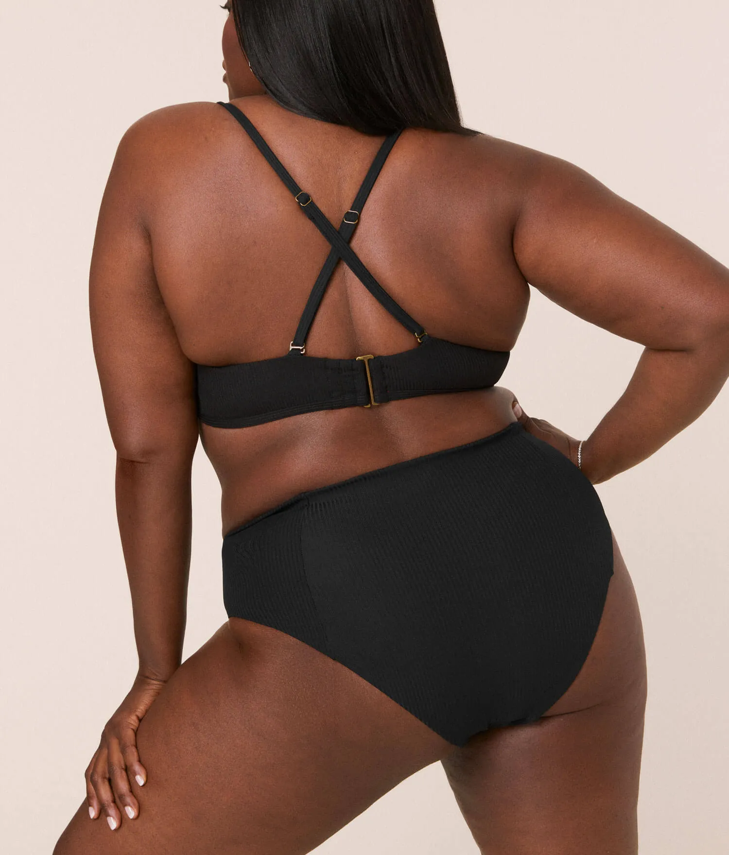 The High - Waisted - Cheeky - Bottom  - Ribbed - Black