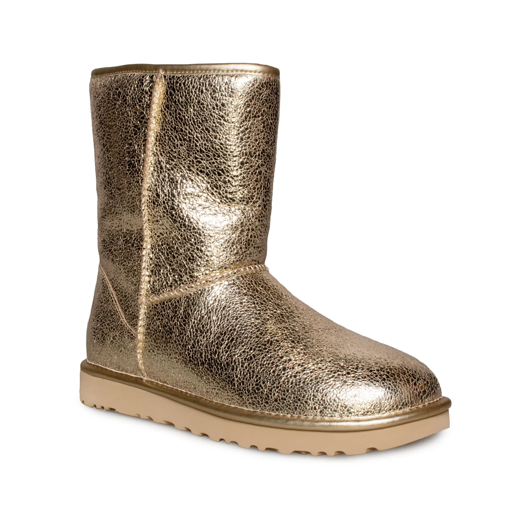 UGG Classic Short Metallic Sparkle Soft Gold Boots - Women's