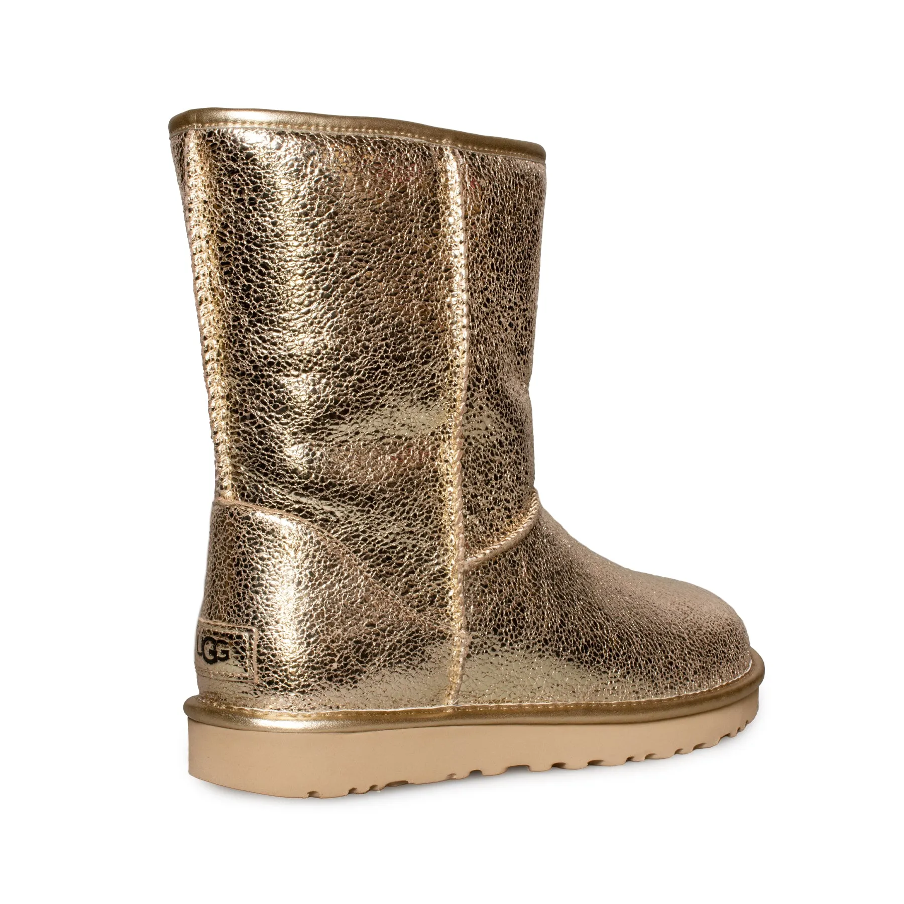 UGG Classic Short Metallic Sparkle Soft Gold Boots - Women's