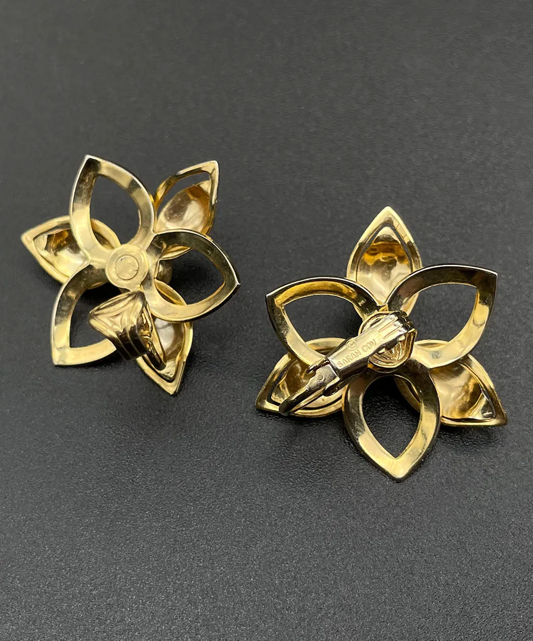 【USA輸入】ヴィンテージ SARAH COV. オープンワーク フラワー イヤリング/Vintage SARAH COV. Open Work Flower Clip On Earrings