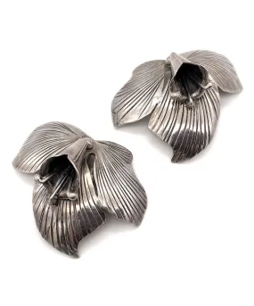 【USA輸入】ヴィンテージ スターリングシルバー フラワー イヤリング/Vintage Sterling Flower Clip On Earrings