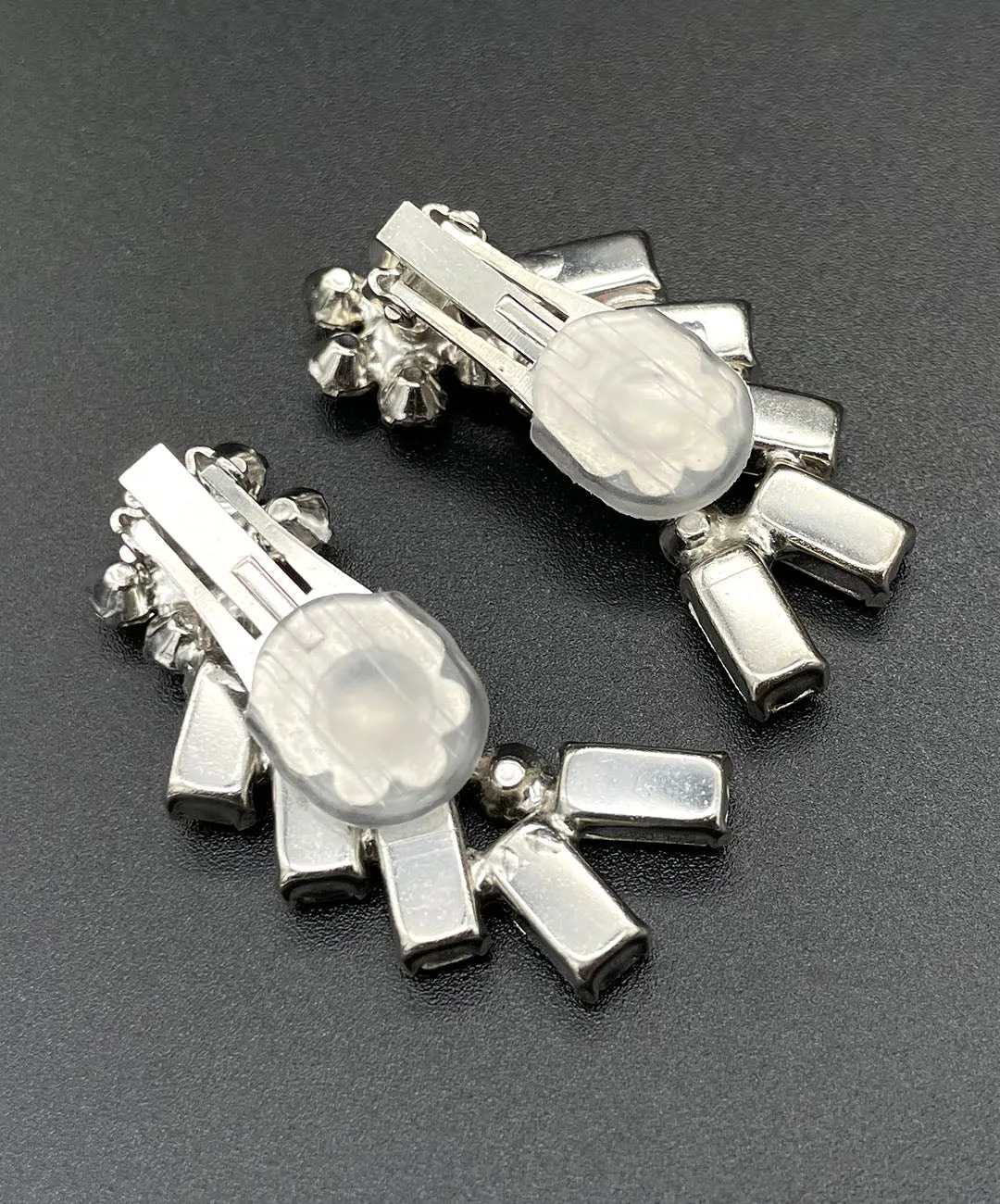 【USA輸入】ヴィンテージ フラワー クリアビジュー イヤリング/Vintage Flower Clear Bijou Clip On Earrings