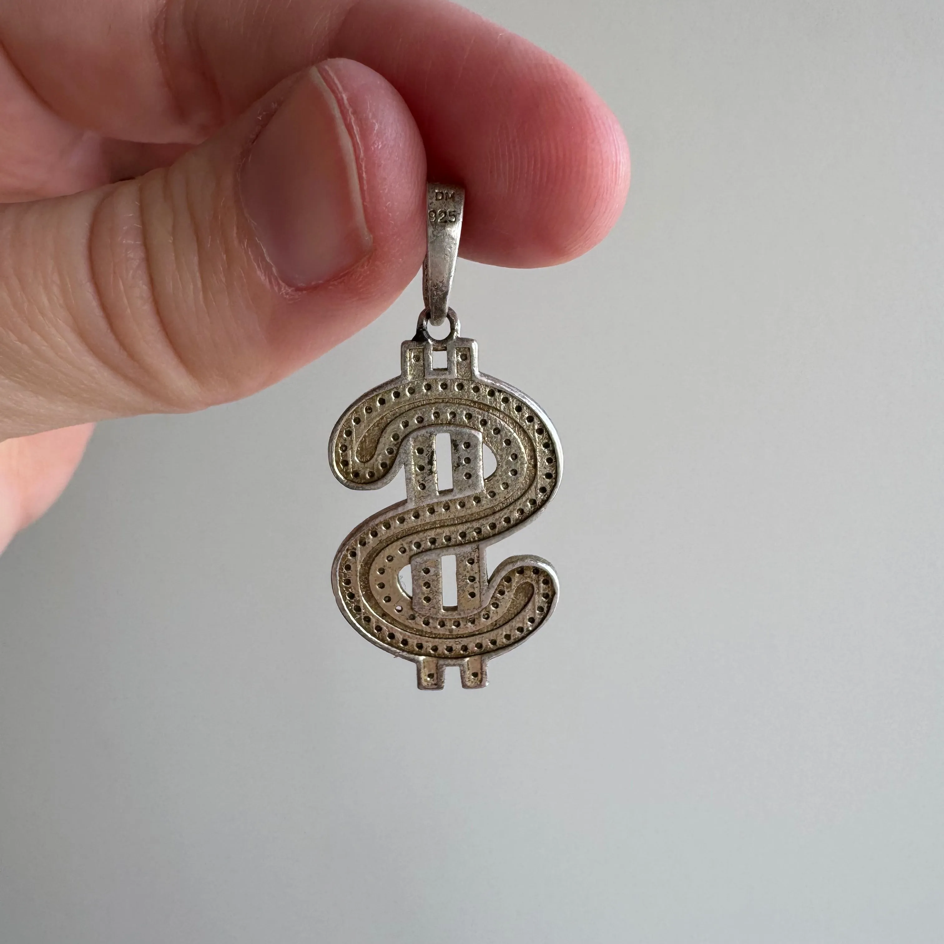 V I N T A G E // capitalistic abundance / sterling silver money sign / a pendant