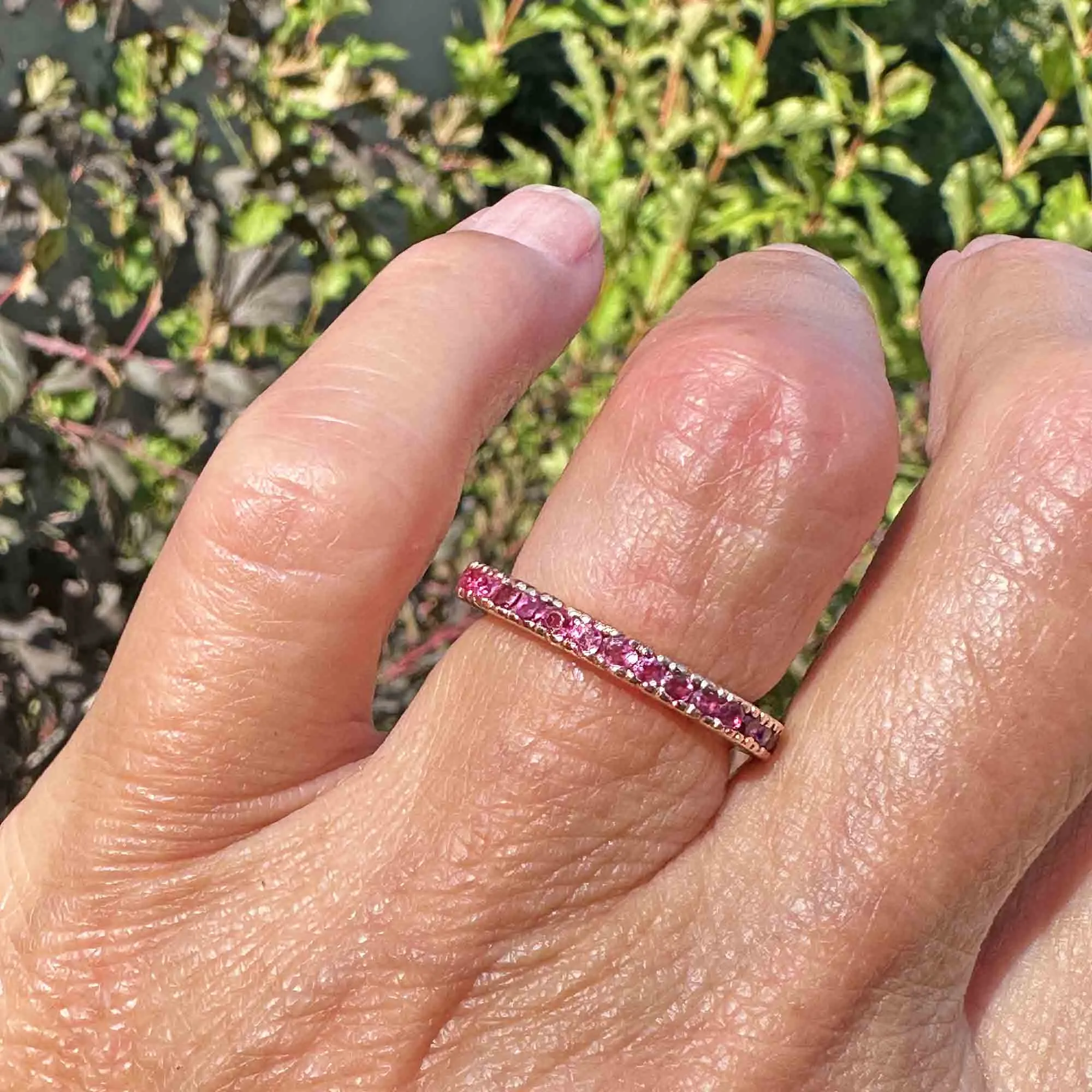 Vintage 14K Rose Gold Full Eternity Ruby Ring Band