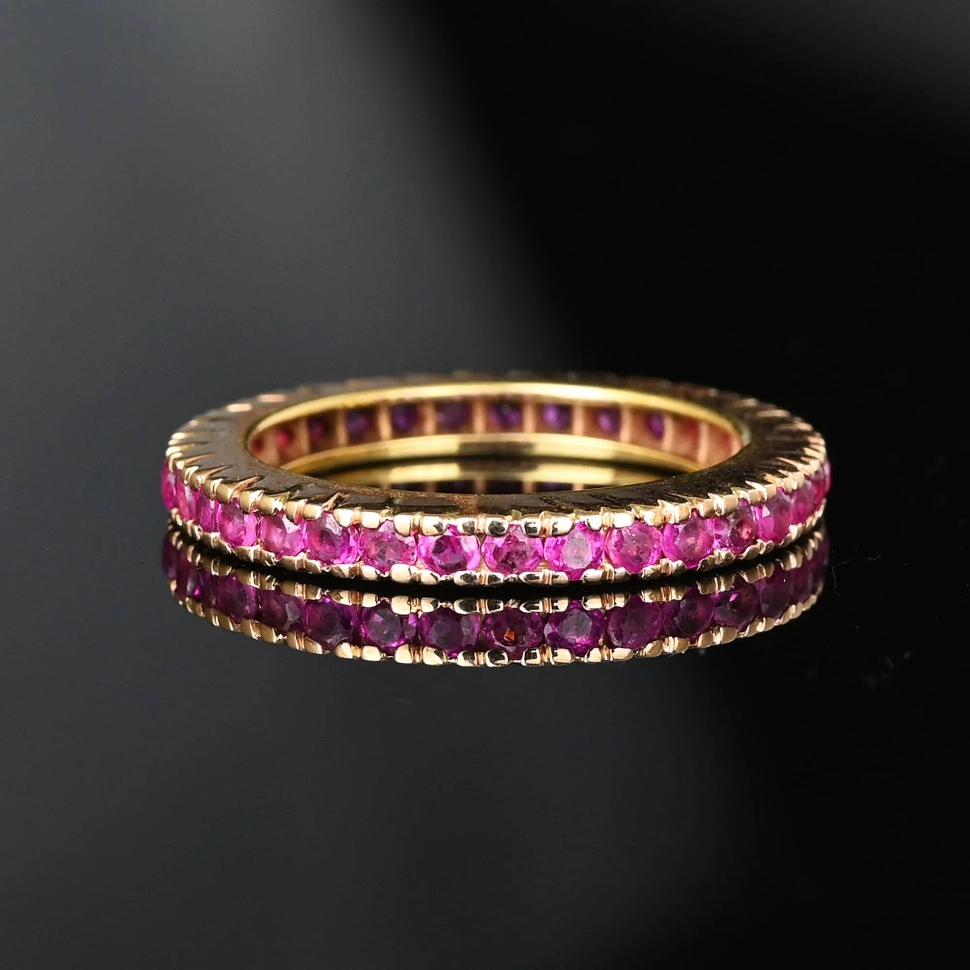 Vintage 14K Rose Gold Full Eternity Ruby Ring Band