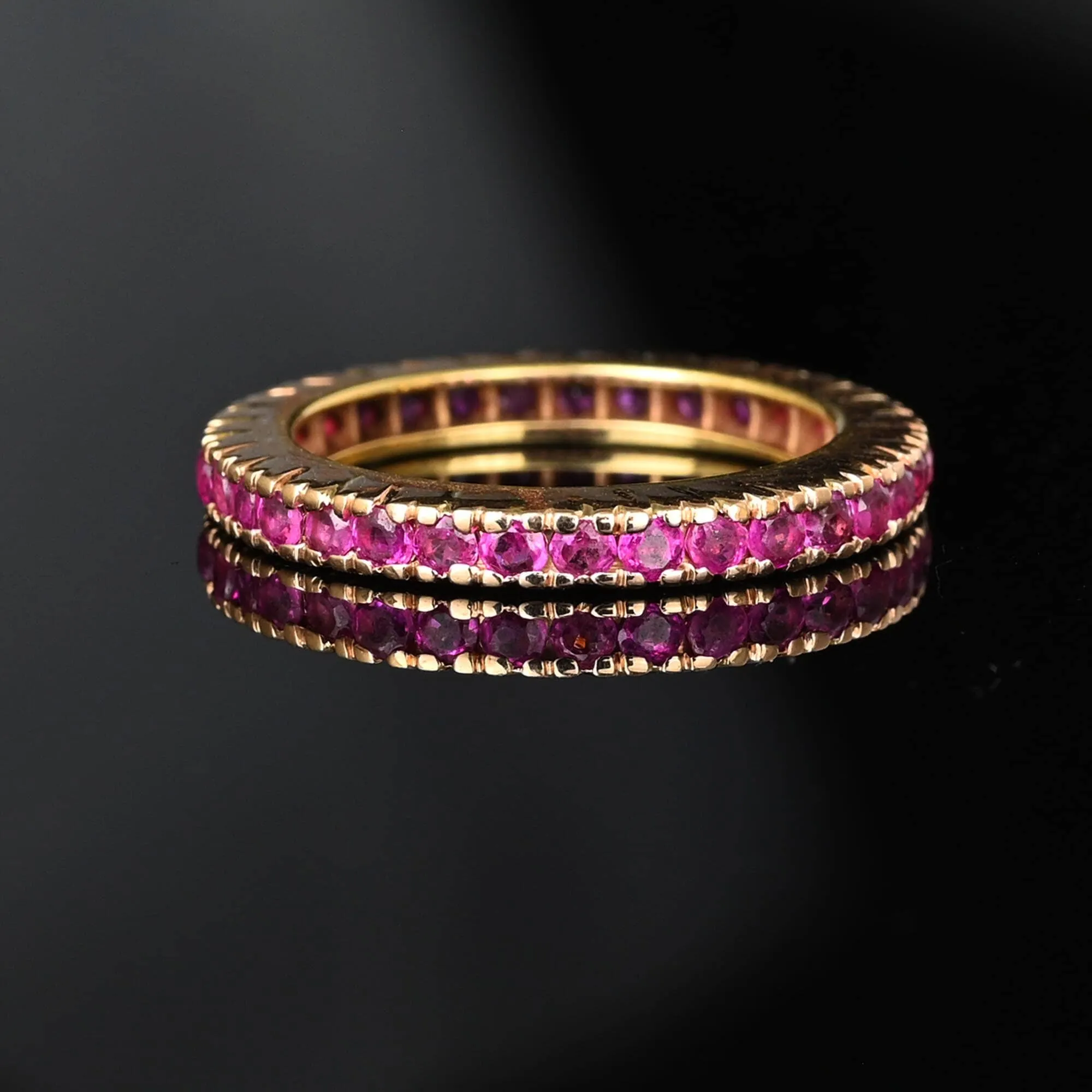 Vintage 14K Rose Gold Full Eternity Ruby Ring Band