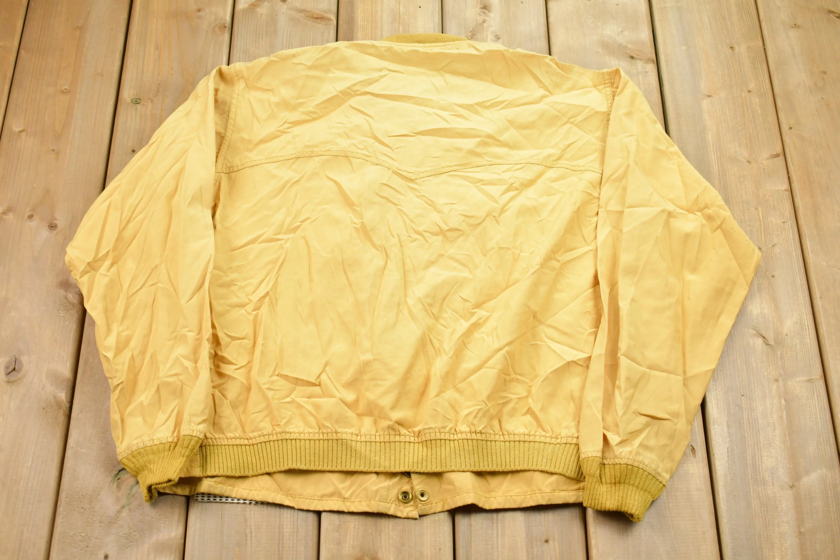 Vintage 1960s Rain Drizzle Bomber Jacket / 60s Bomber / Athletic Spring Summer Sportswear / Streetwear / Athleisure / Yellow Bomber