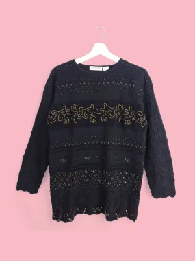 Vintage 90's LIZ CLAIBORNE Beaded Knit Sweater - size L